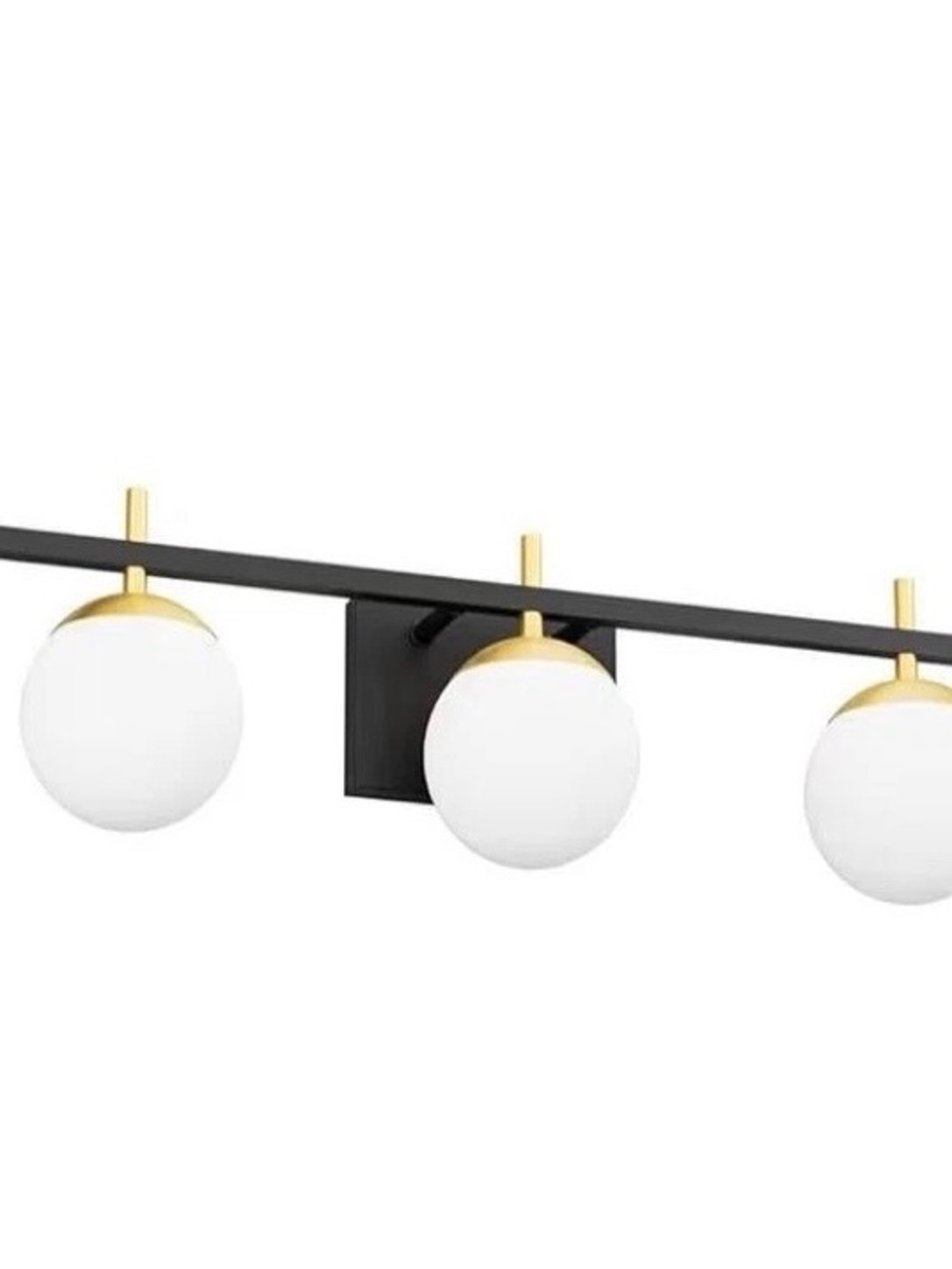 Modern 3-Light Globe Vanity Light in Black and Gold